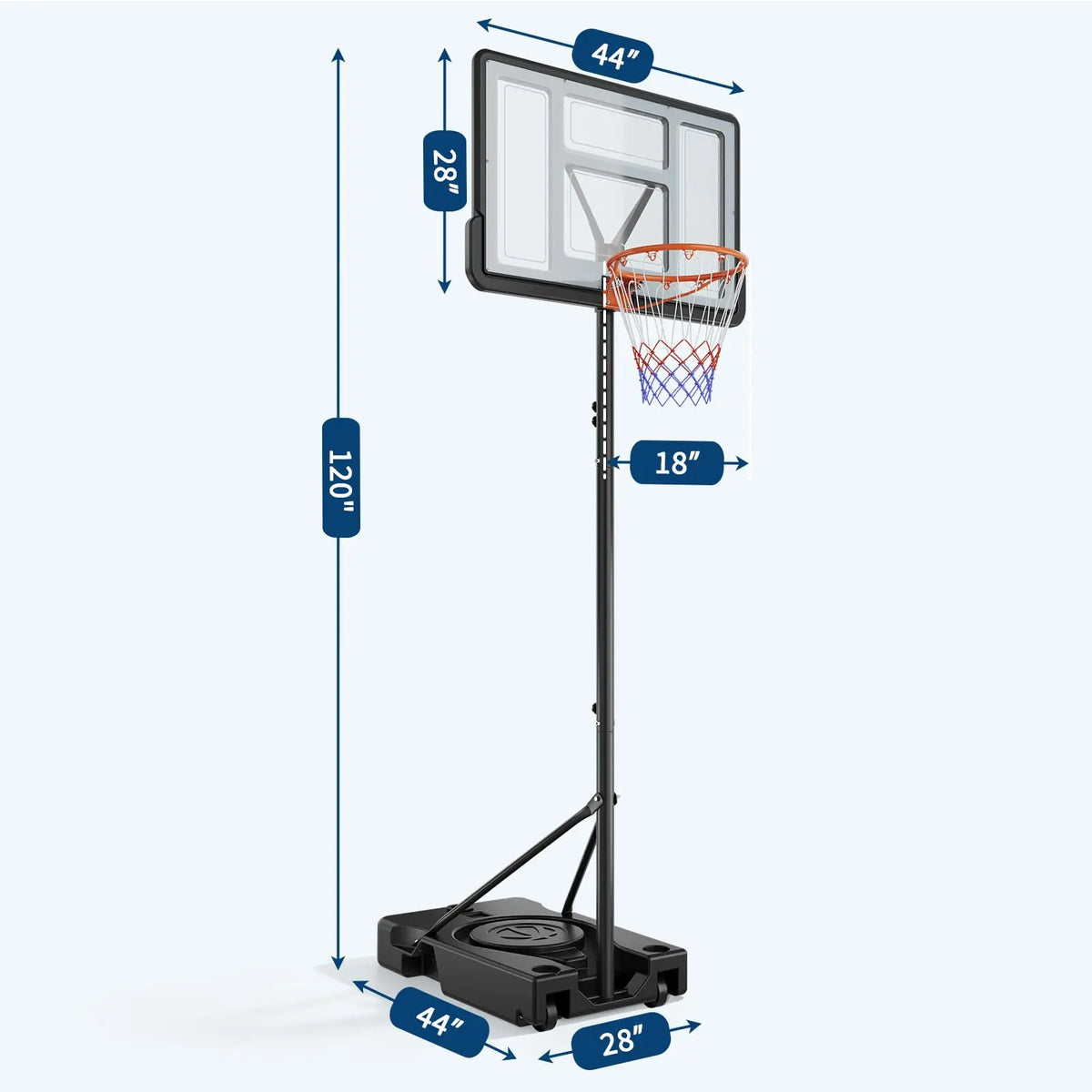 HiMISS Portable Basketball Hoop Adjustable Outdoor Goal System with Wheels