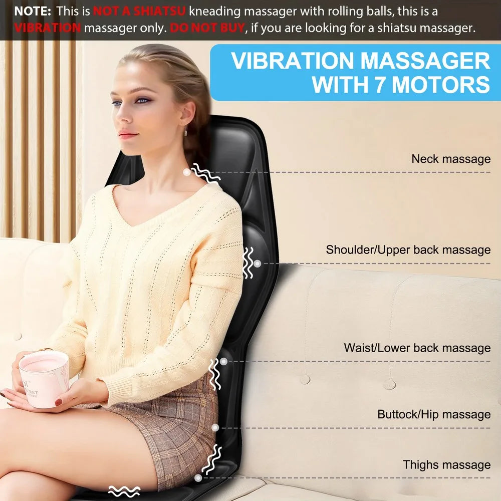 HOMEMASSA Massage Chair Pad With Heat Back Massage Seat Cushion 9 Modes