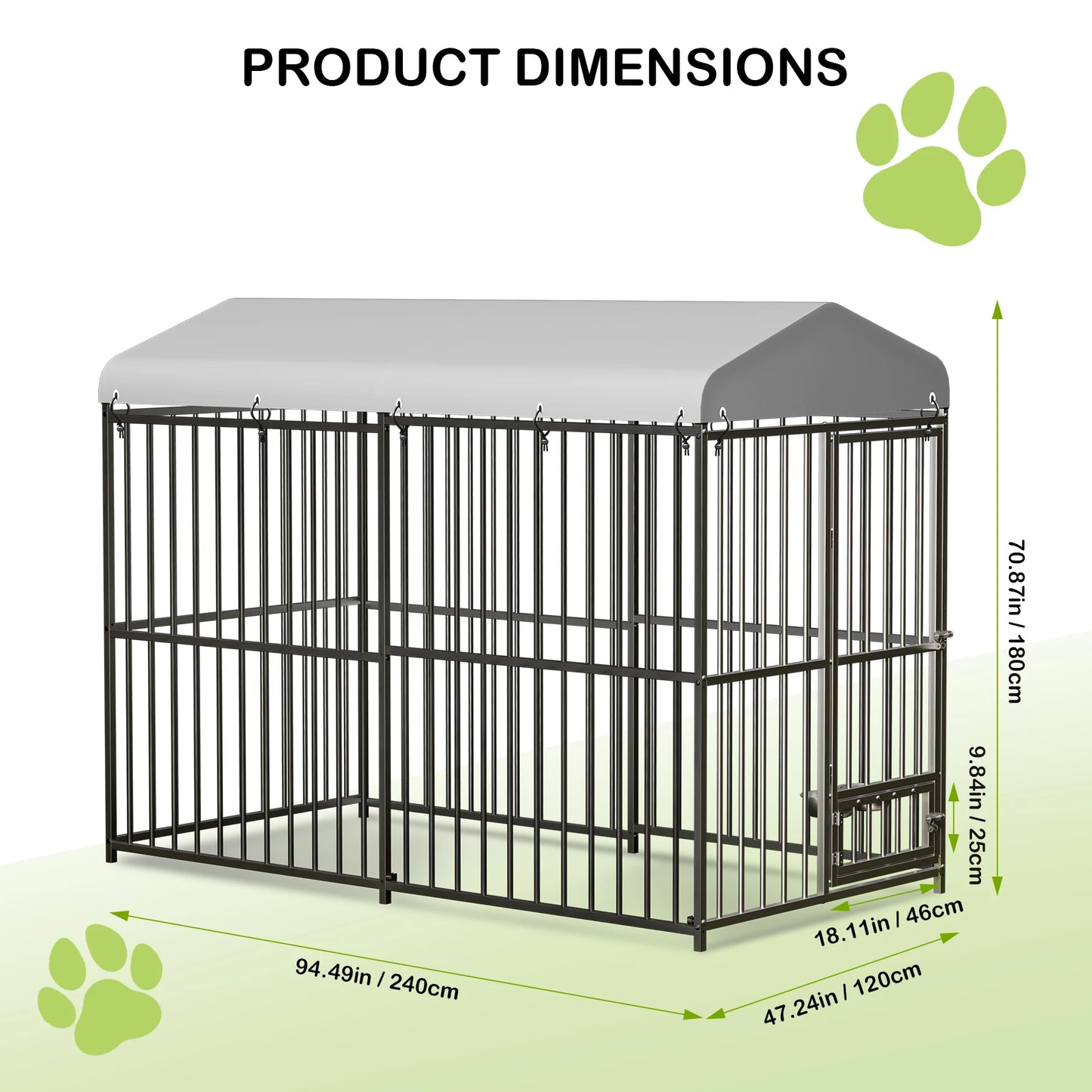 HiMISS Galvanized Metal Dog House Outdoor Kennel UV Cover