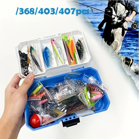NGT 407Pcs Fishing Lures Tackle Box Kit With Spinnerbaits Crankbaits
