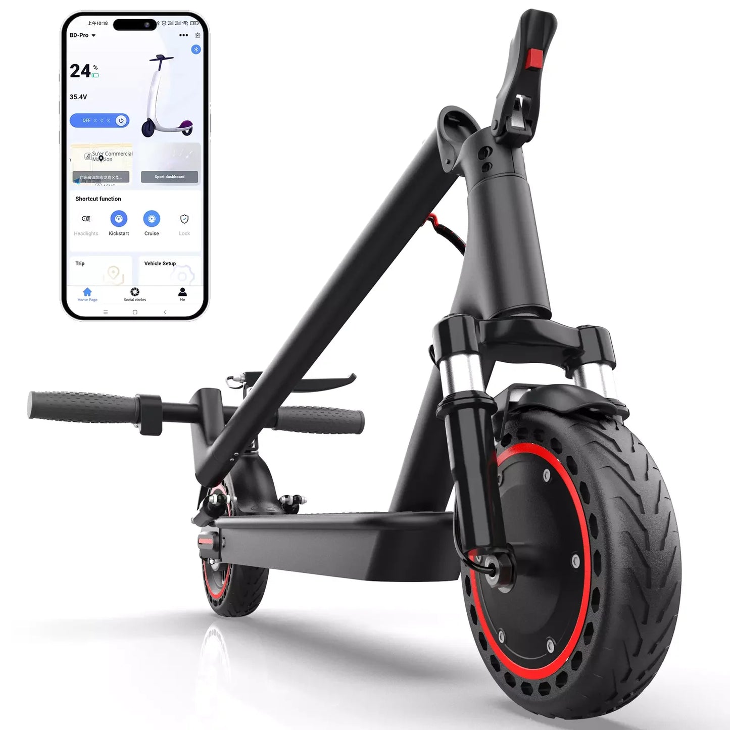 Ladped LP07 Electric Scooter 350W 19mph Dual Suspension App Control