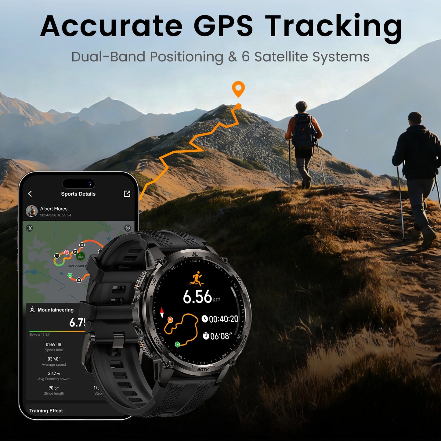 KOSPET Tank T4C Smartwatch Outdoor Rugged GPS Waterproof Fitness Tracker