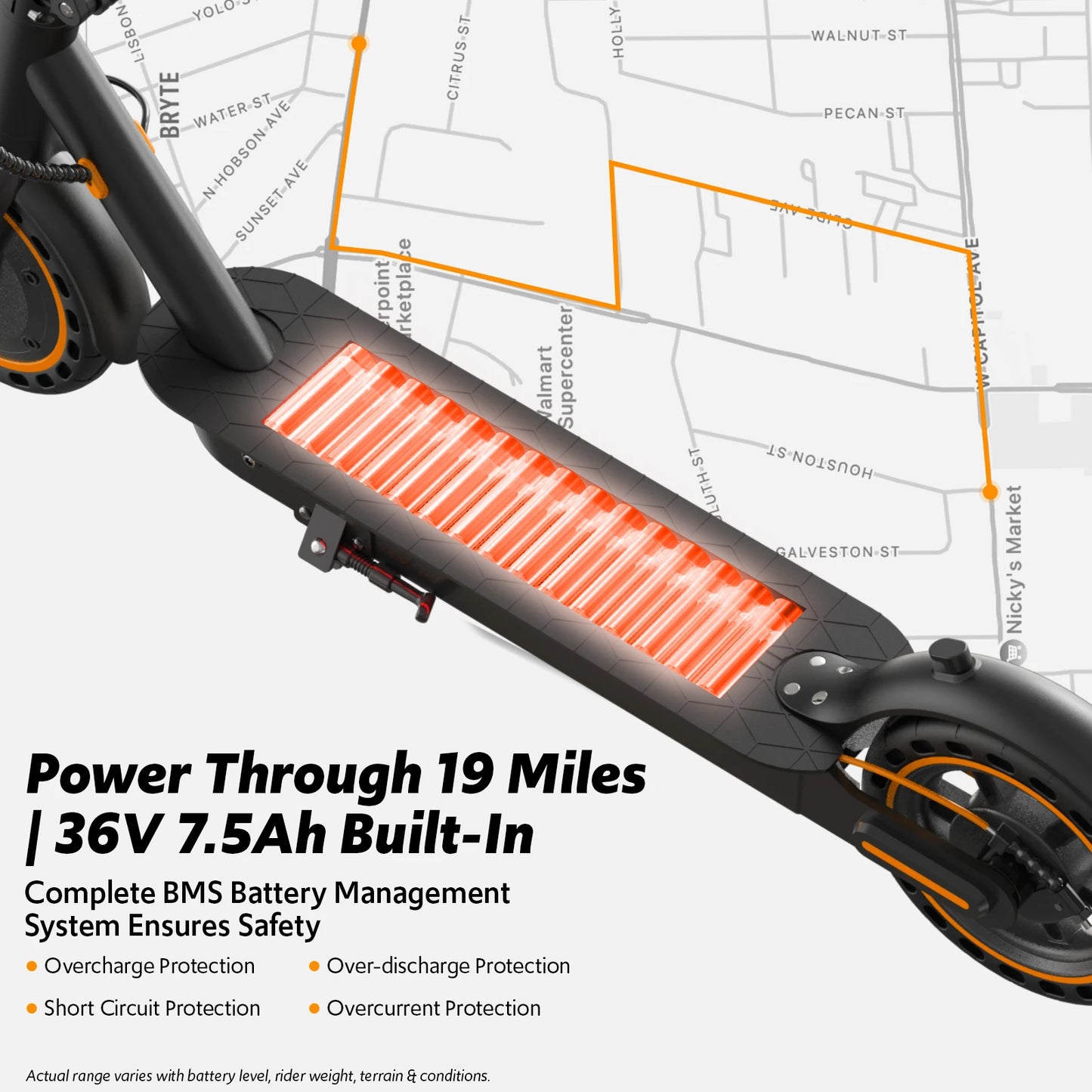 Electric Scooter For Adults 550W Peak Motor 19-Mile Range Foldable