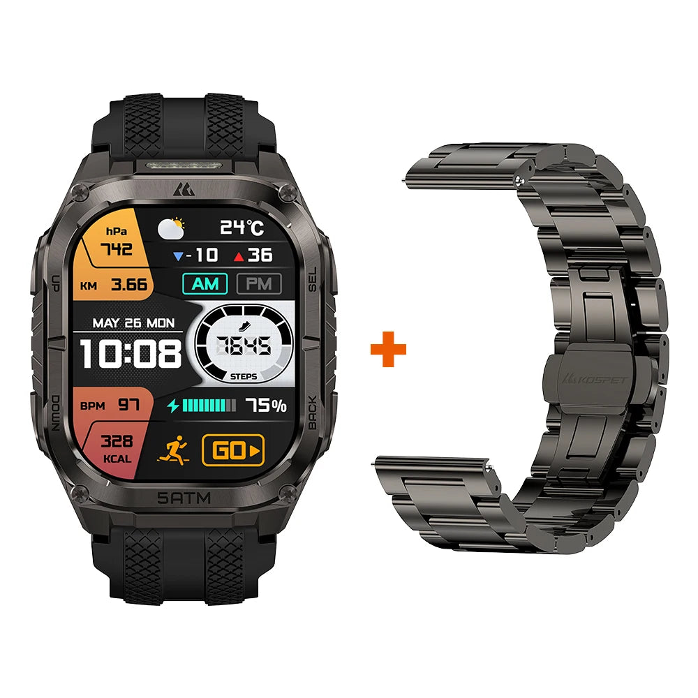 Kospe Tank M4C Rugged Smartwatch With GPS And Health Tracking