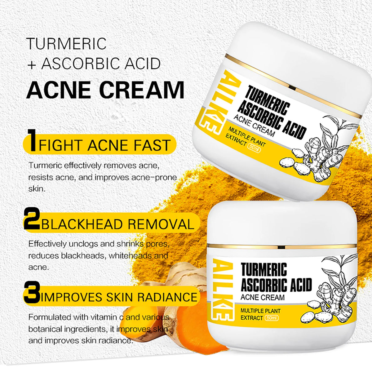 AILKE Organic Turmeric Skincare Set for Brightening and Acne Care