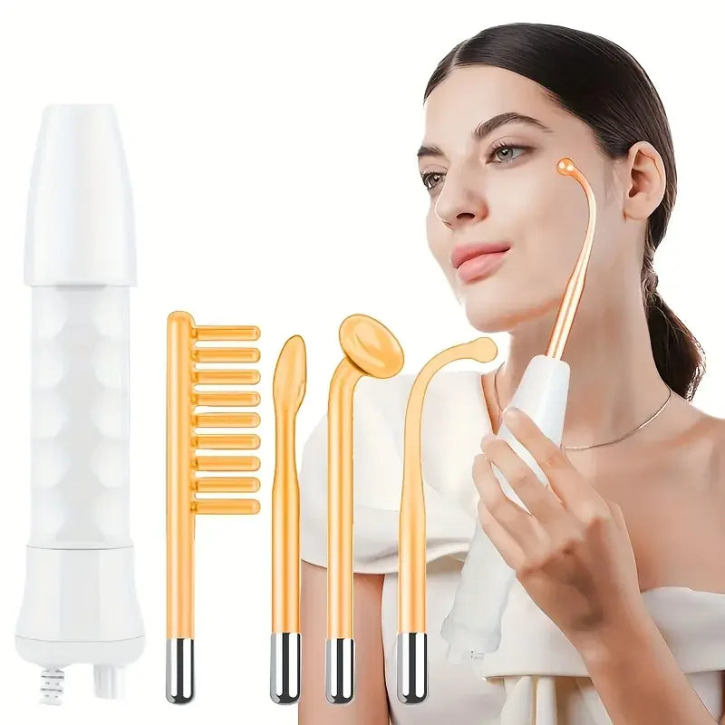 Portable Facial Care Kit With High Frequency Massager And Electrodes
