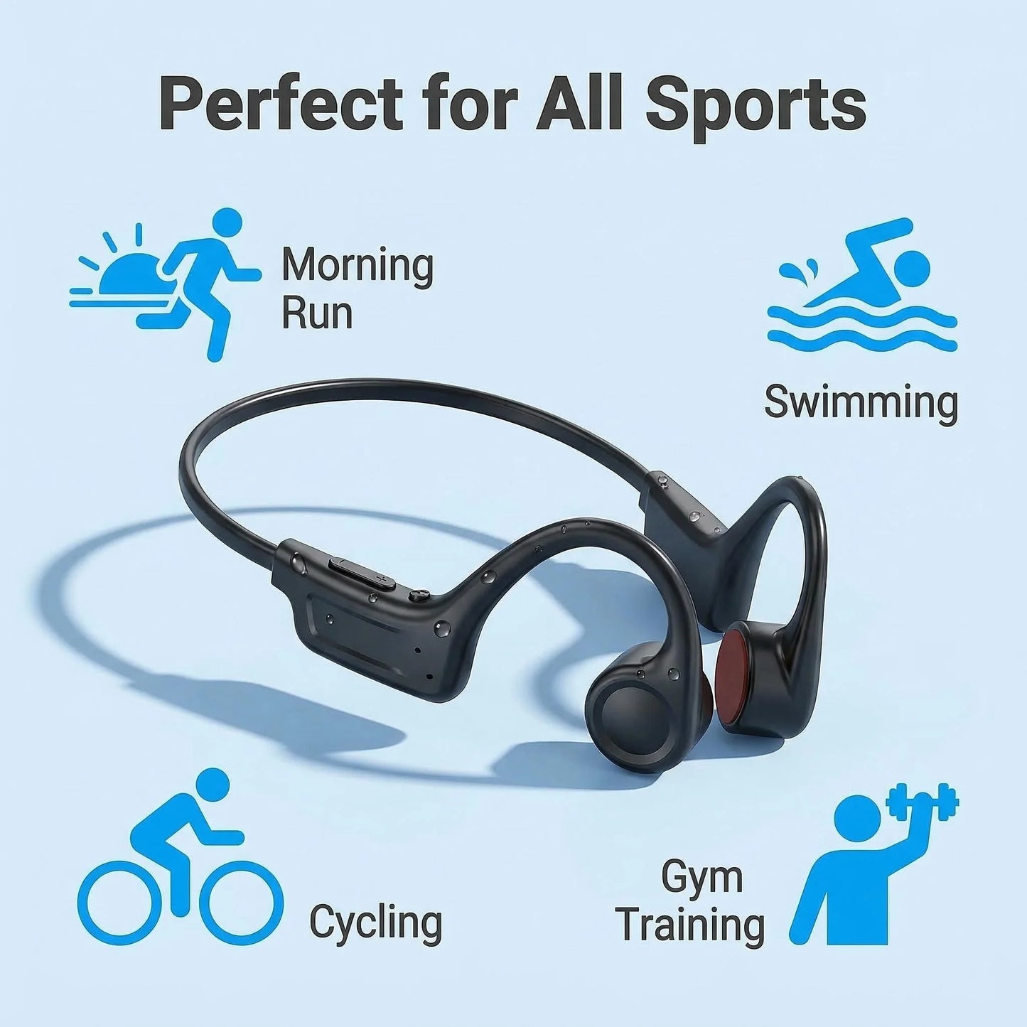 Bone Conduction Wireless Earbuds Bluetooth 5.4 HiFi Sound Waterproof