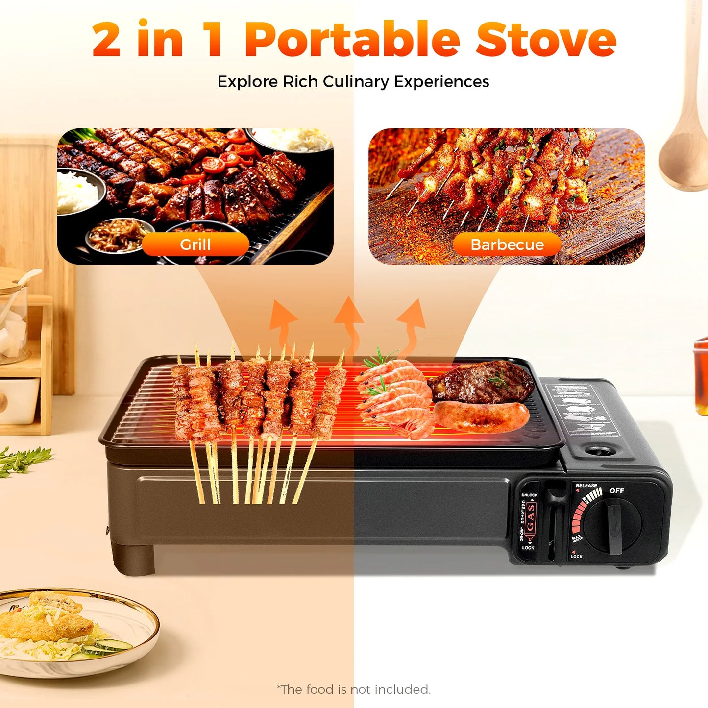 Portable Camping Butane Gas Stove With Ignition Stainless Steel
