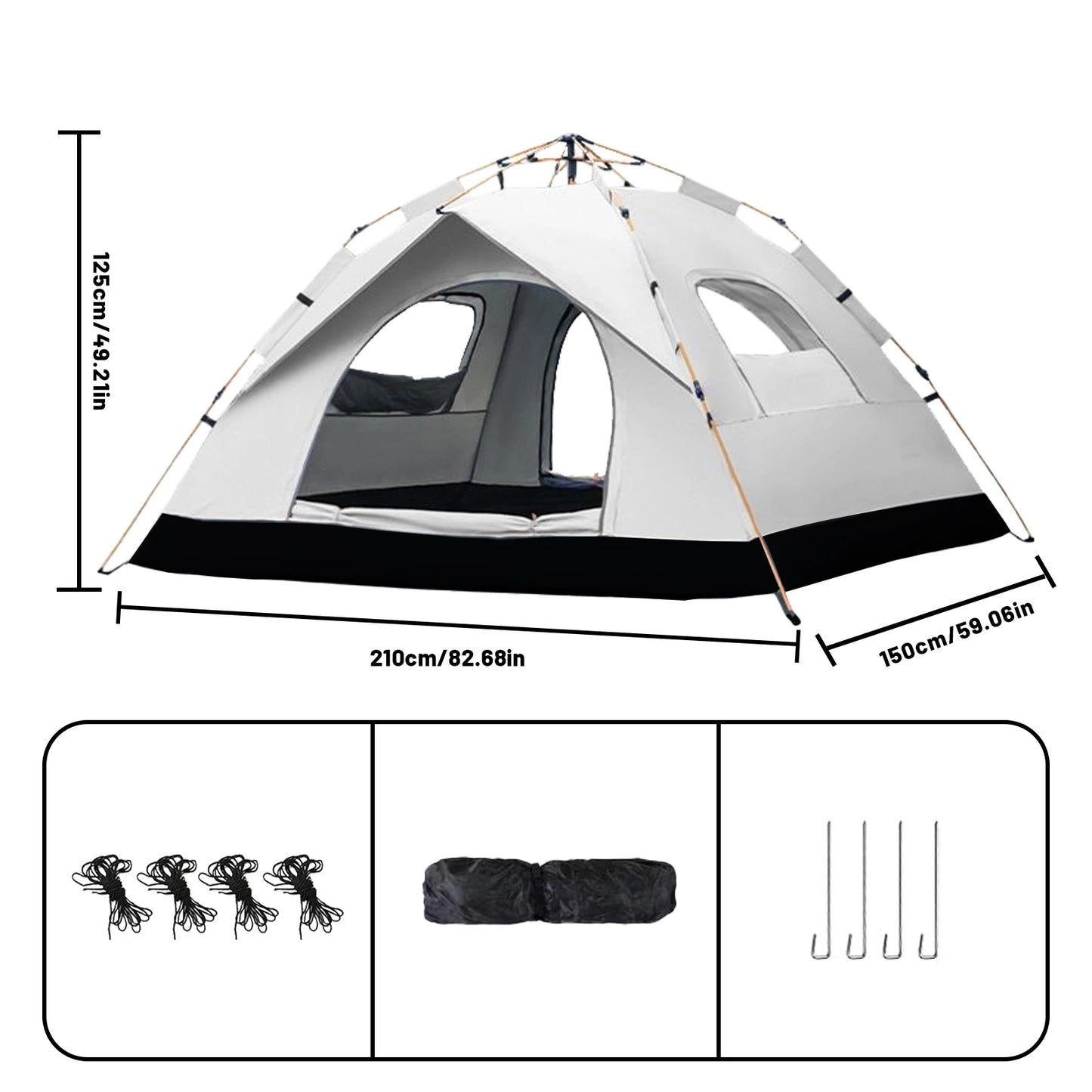 Pakicetus Auto Tent Quick 60Second Setup Sunshade For 3To4 People