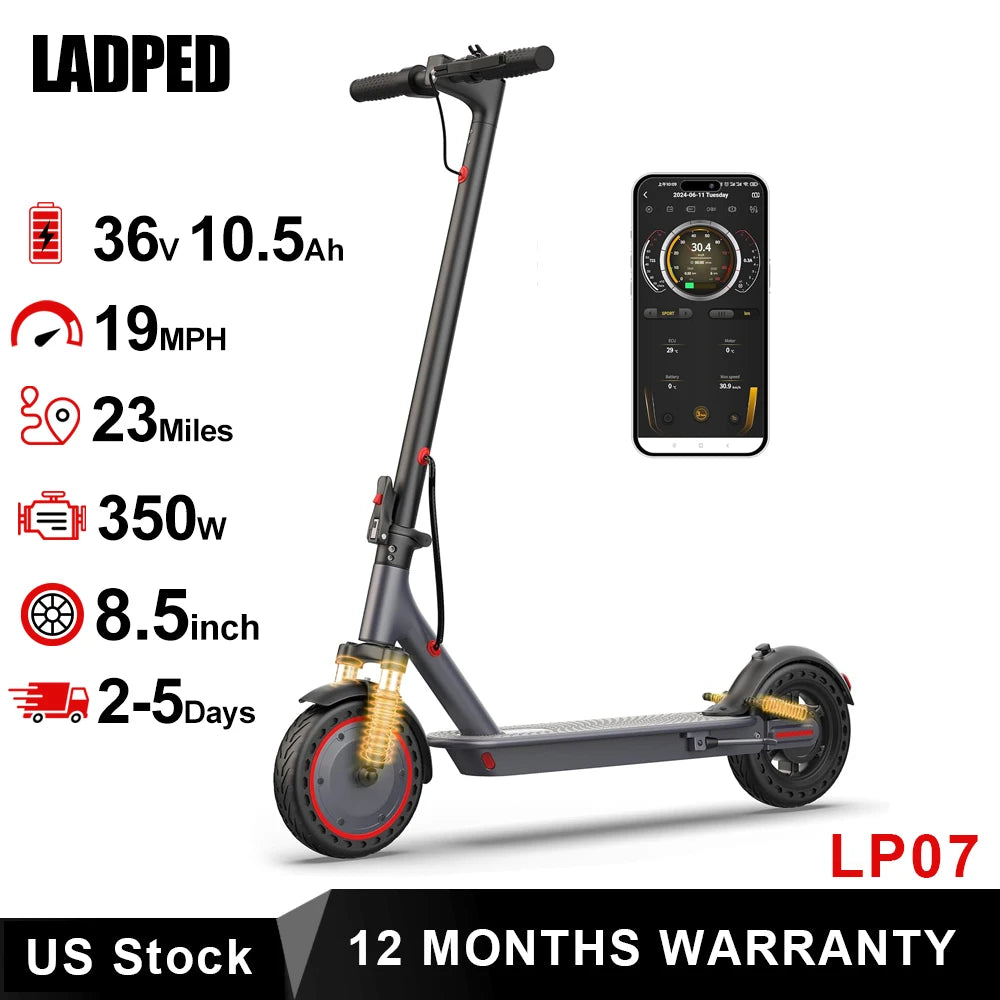 Ladped LP07 Electric Scooter 350W 19mph Dual Suspension App Control