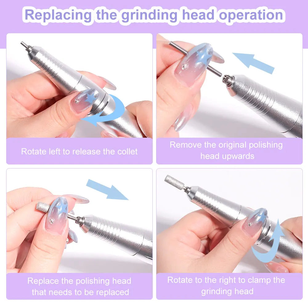 Nail Drill 45000 RPM Rechargeable Electric File For Acrylic Gel Removal
