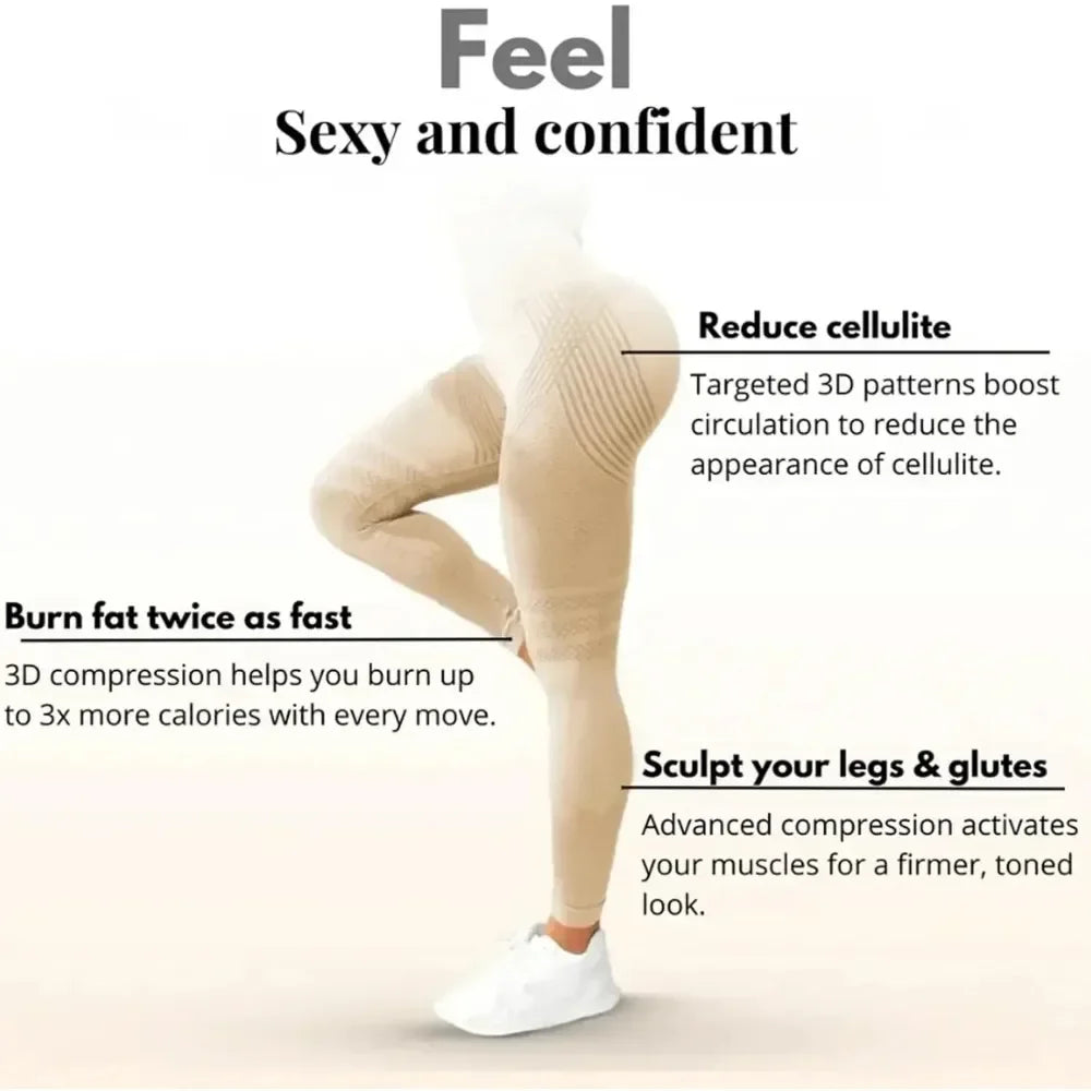 3D Cellulite Leggings High Waisted Butt Lifting Training For Gym
