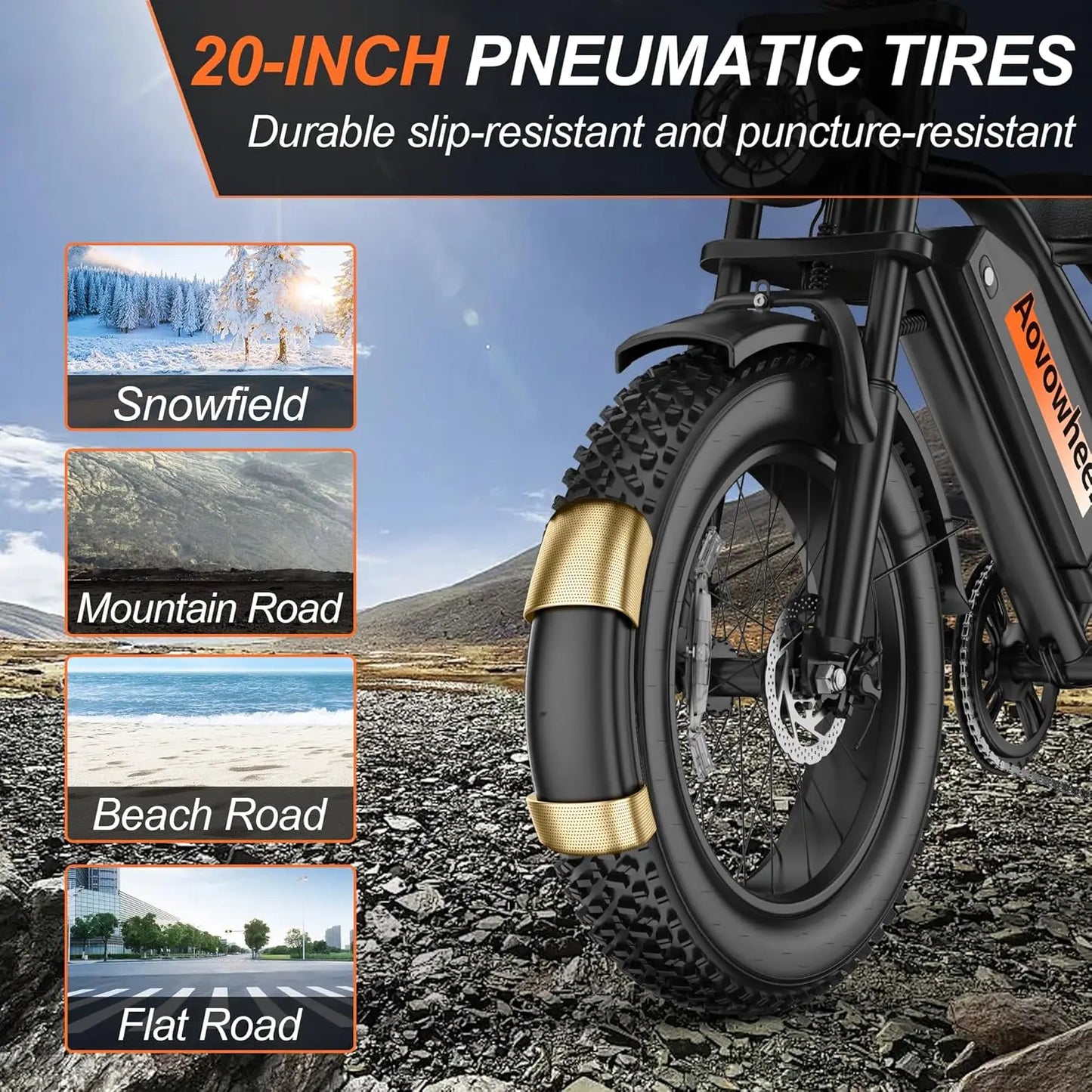 AOVOWHEEL AW2PRO Electric Bike 1500W Fat Tire Mountain Snow