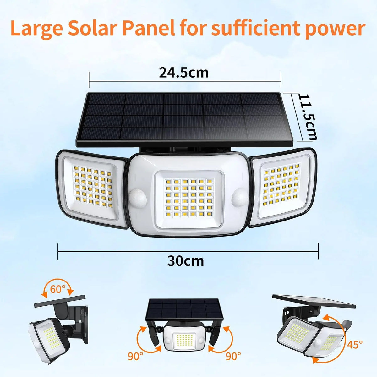 Intelamp Solar Motion Sensor Outdoor Floodlight for Garden Security Lights