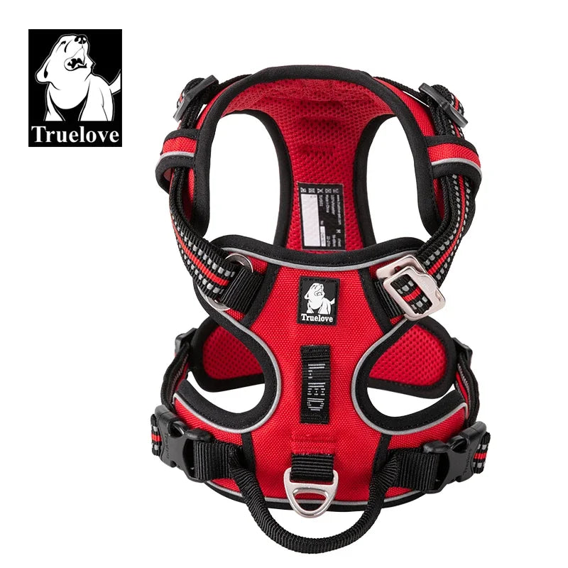 TRUELOVE Reflective Nylon Dog Harness No Pull Adjustable Vehicle Safety