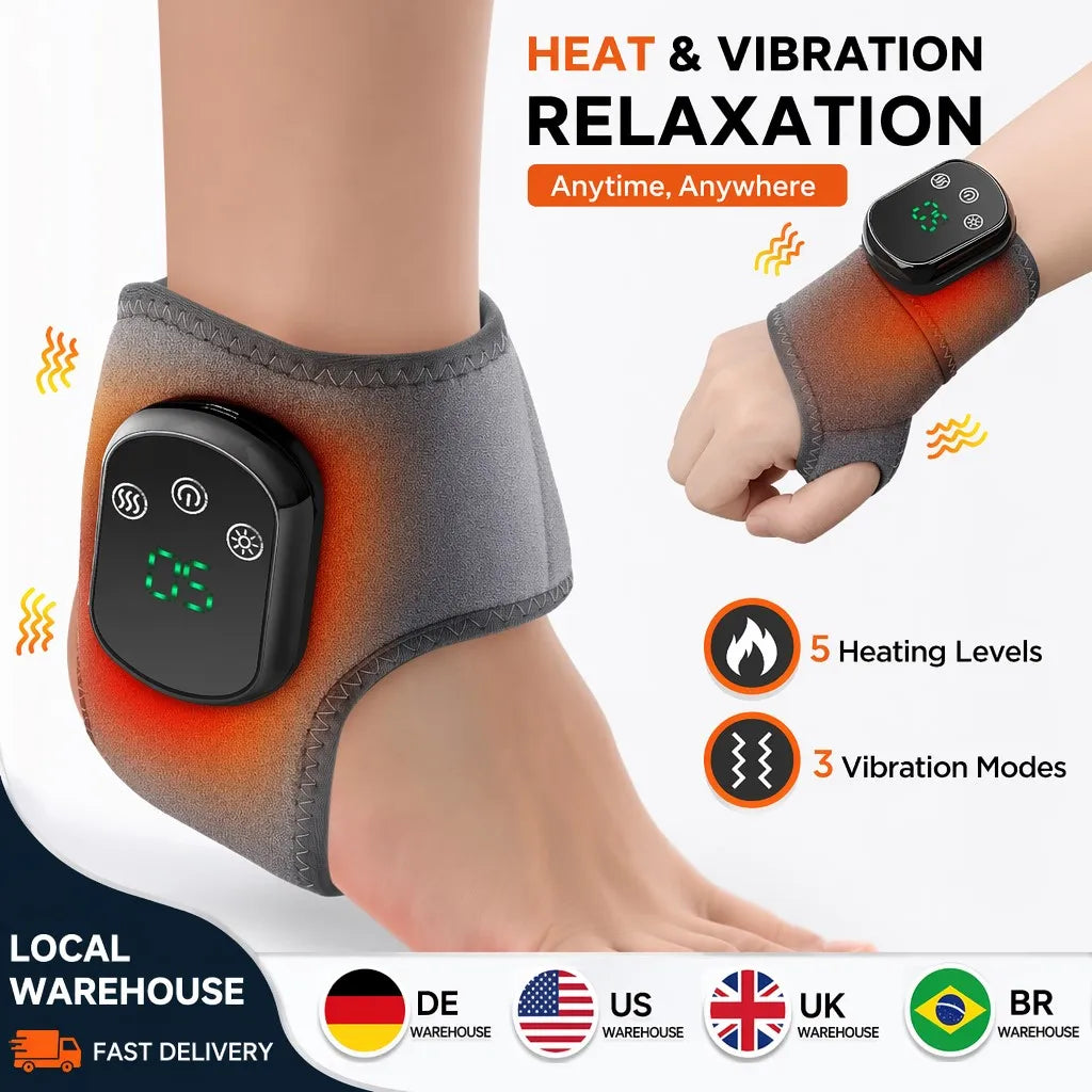 Hailicare Rechargeable Electric Heated Ankle Brace With Vibration Massage