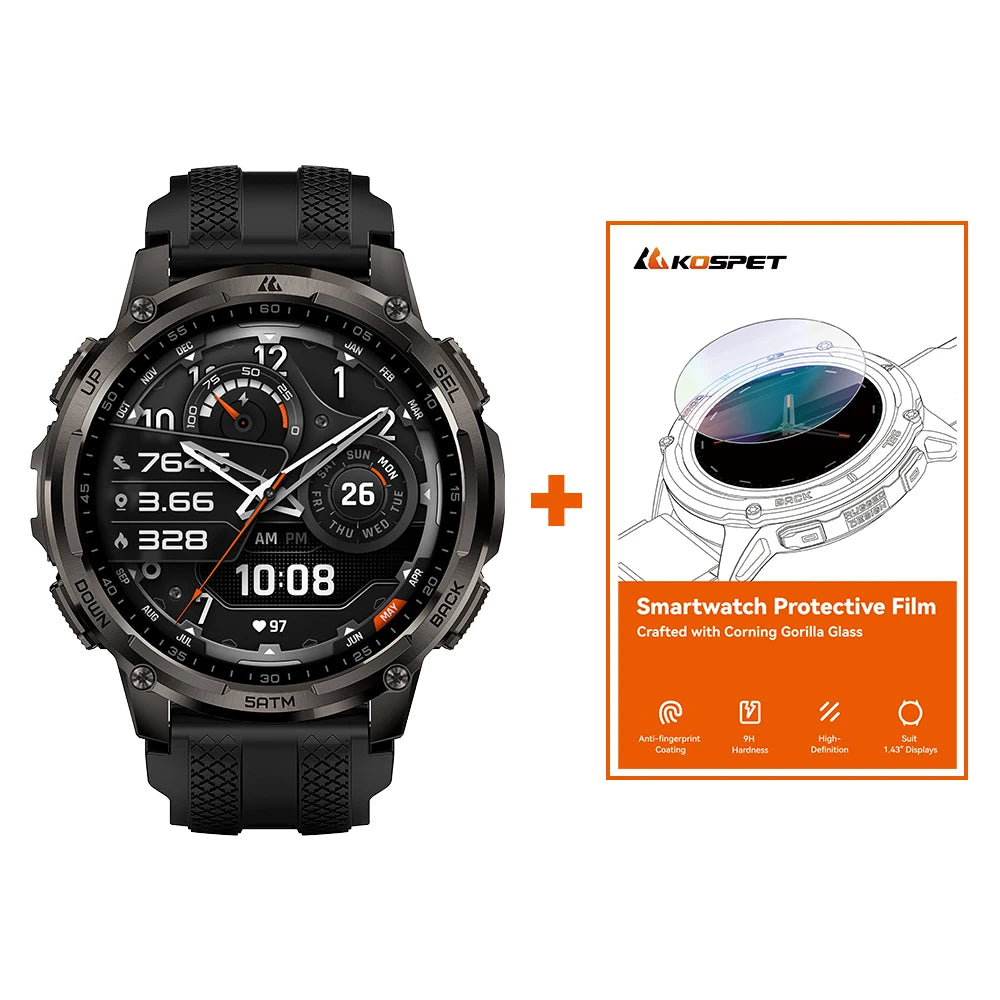 KOSPET Tank T4C Smartwatch Outdoor Rugged GPS Waterproof Fitness Tracker