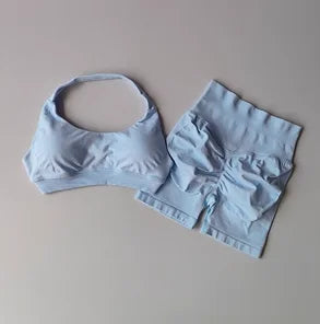 Seamless Breathable Yoga Bra And Shorts Set For Training