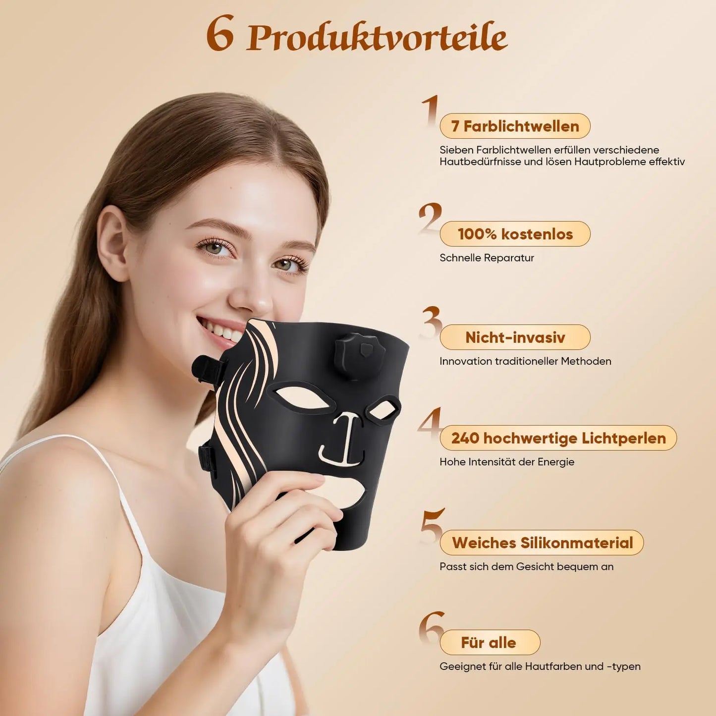 LED Face Mask Silicone Light Therapy Anti Aging Wrinkle Acne