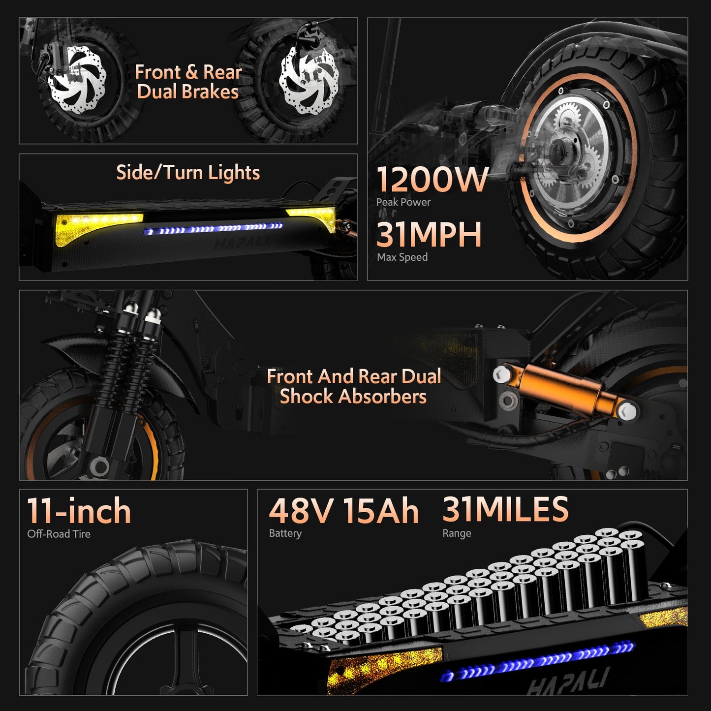 Osboo Off Road 1200W Electric Scooter With All Terrain Tires