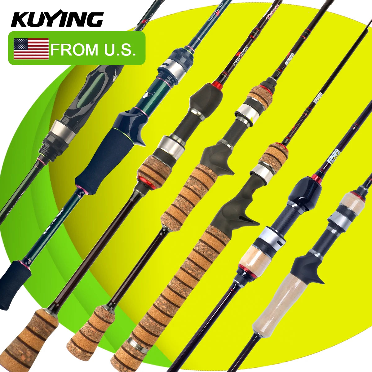 Kuying Casting Spinning Fishing Lure Rod Carbon Fiber 6 10lb