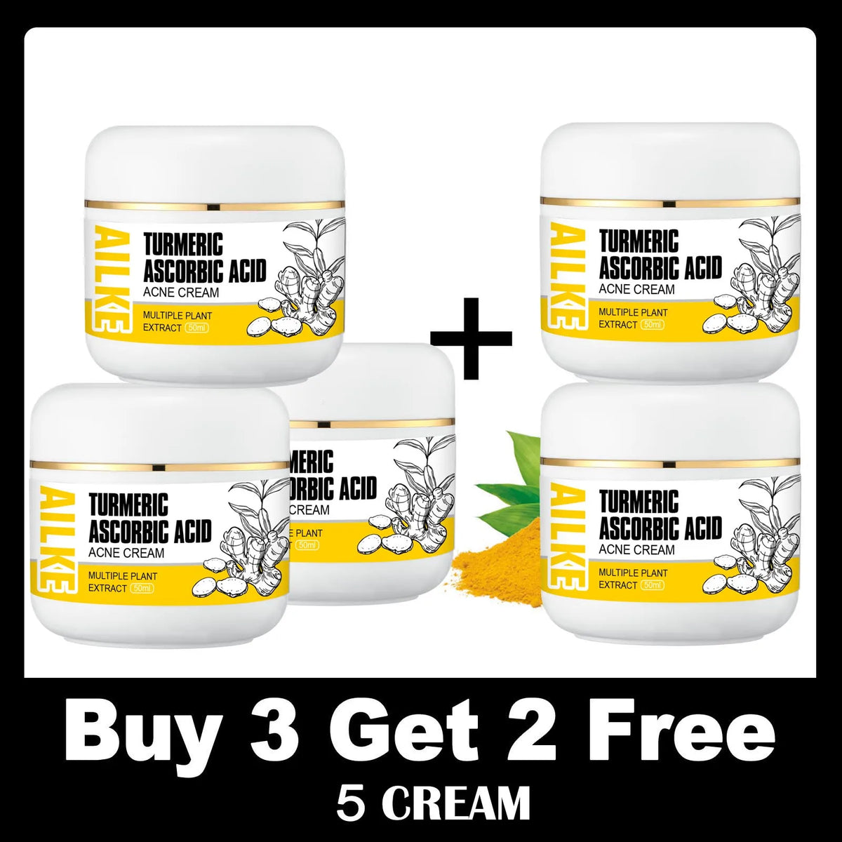 AILKE Organic Turmeric Skincare Set for Brightening and Acne Care