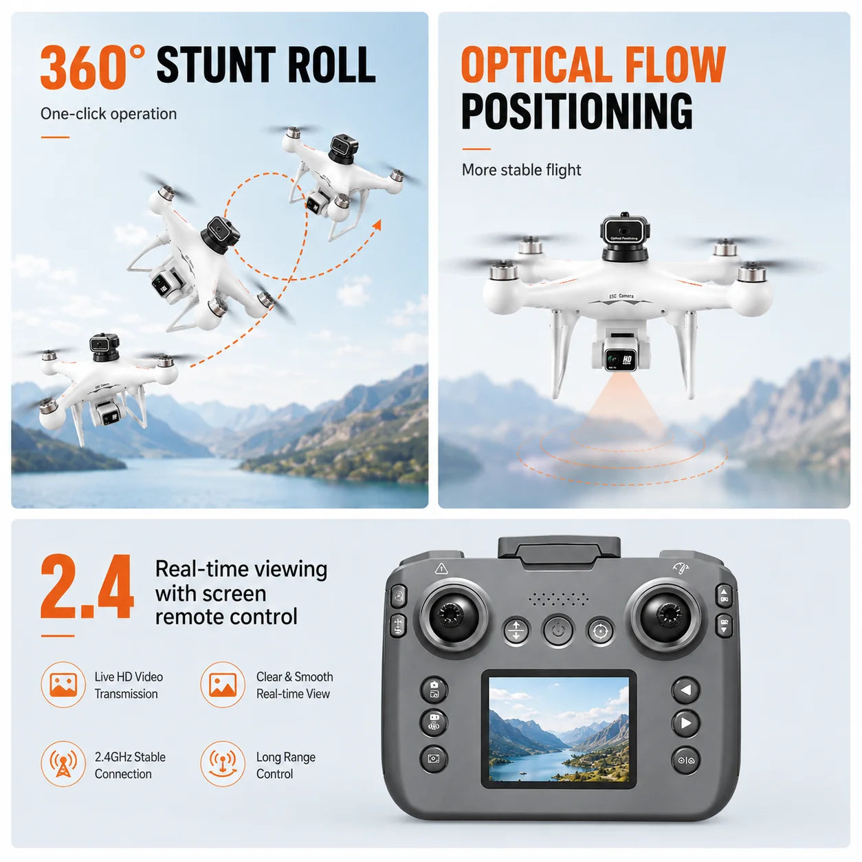 ZNLYRION Drone Remote 360 Obstacle Avoidance 4K Dual Camera