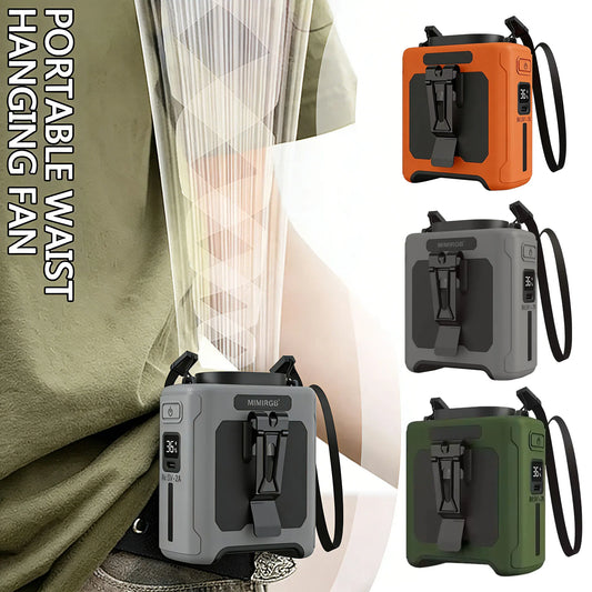Portable 10000mAh Waist Clip Fan With 5 Speed USB Rechargeable