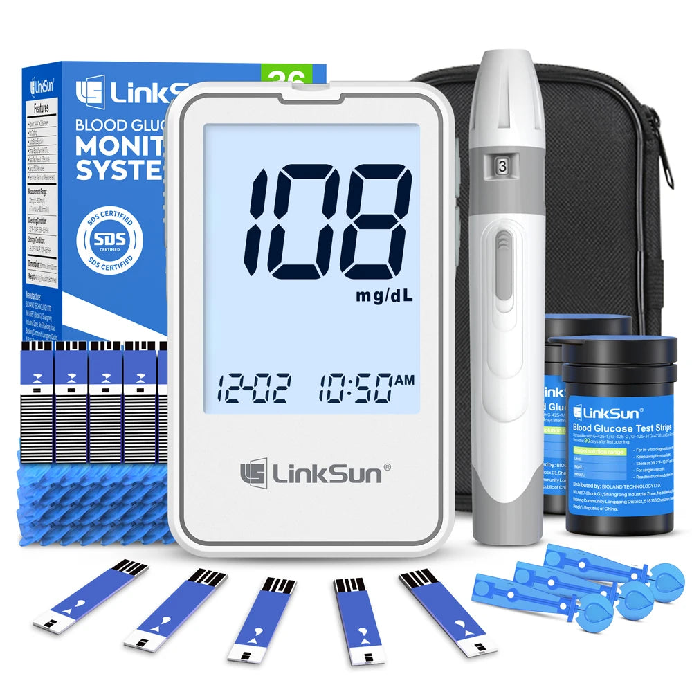 Linksun Blood Glucose Monitor With 50 Test Strips And Lancets