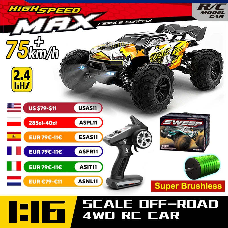 WLtoys 16101 Pro 4WD RC Car With LED Lights And Remote