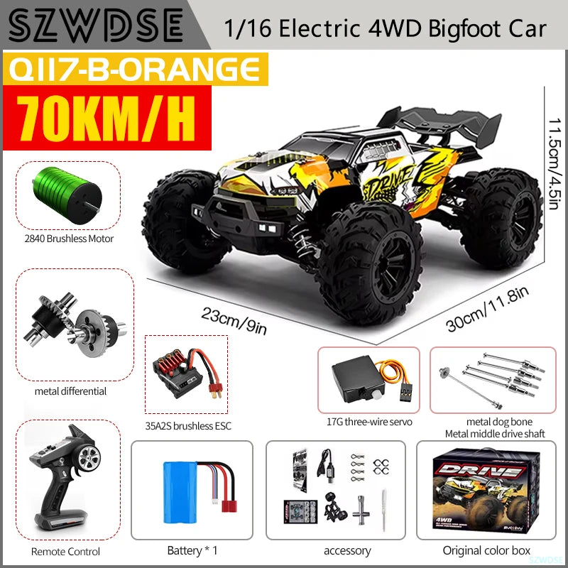 WLtoys Q117 RC Car 4WD Brushless High Speed Pro Offroad