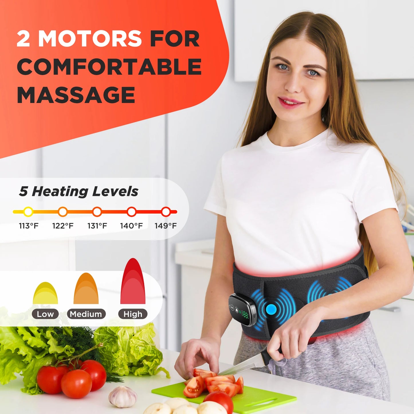 PASTSKY Heated Vibration Massager Belt For Waist And Back