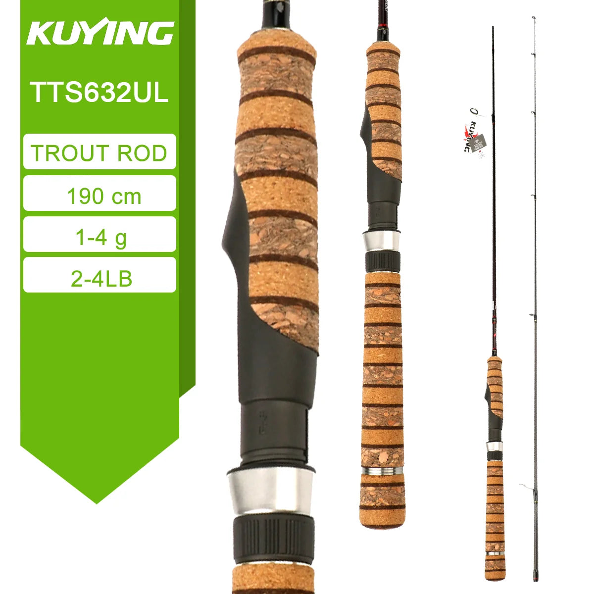 Kuying Fast Action Lure Rod Fuji Carbon Guides 6-10lb