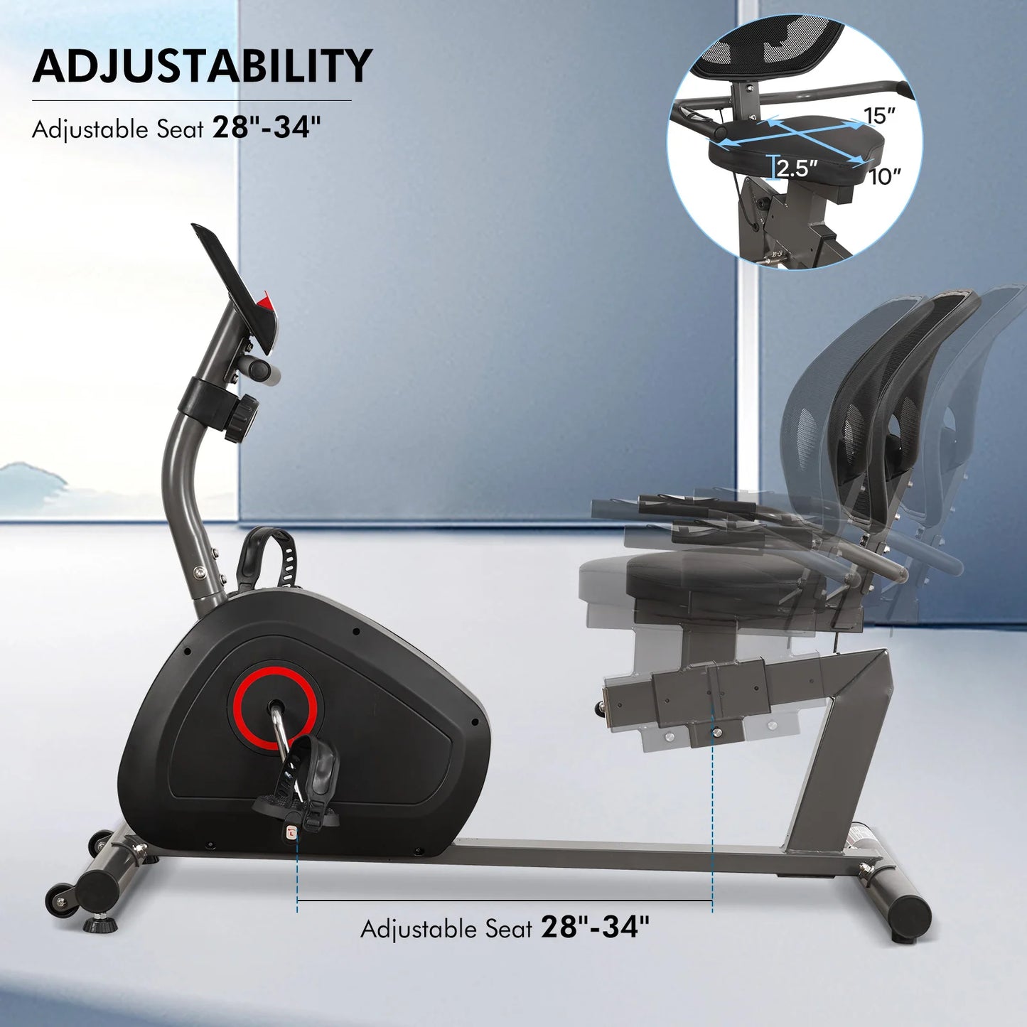 Recumbent Exercise Bike for Home Quiet 8 Levels Resistance
