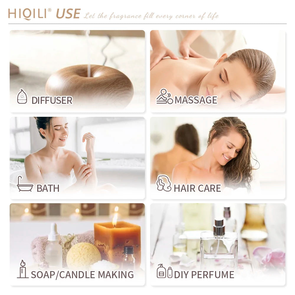 HIQILI Natural Essential Oil Blend Geranium Tea Tree Rosemary Lavender