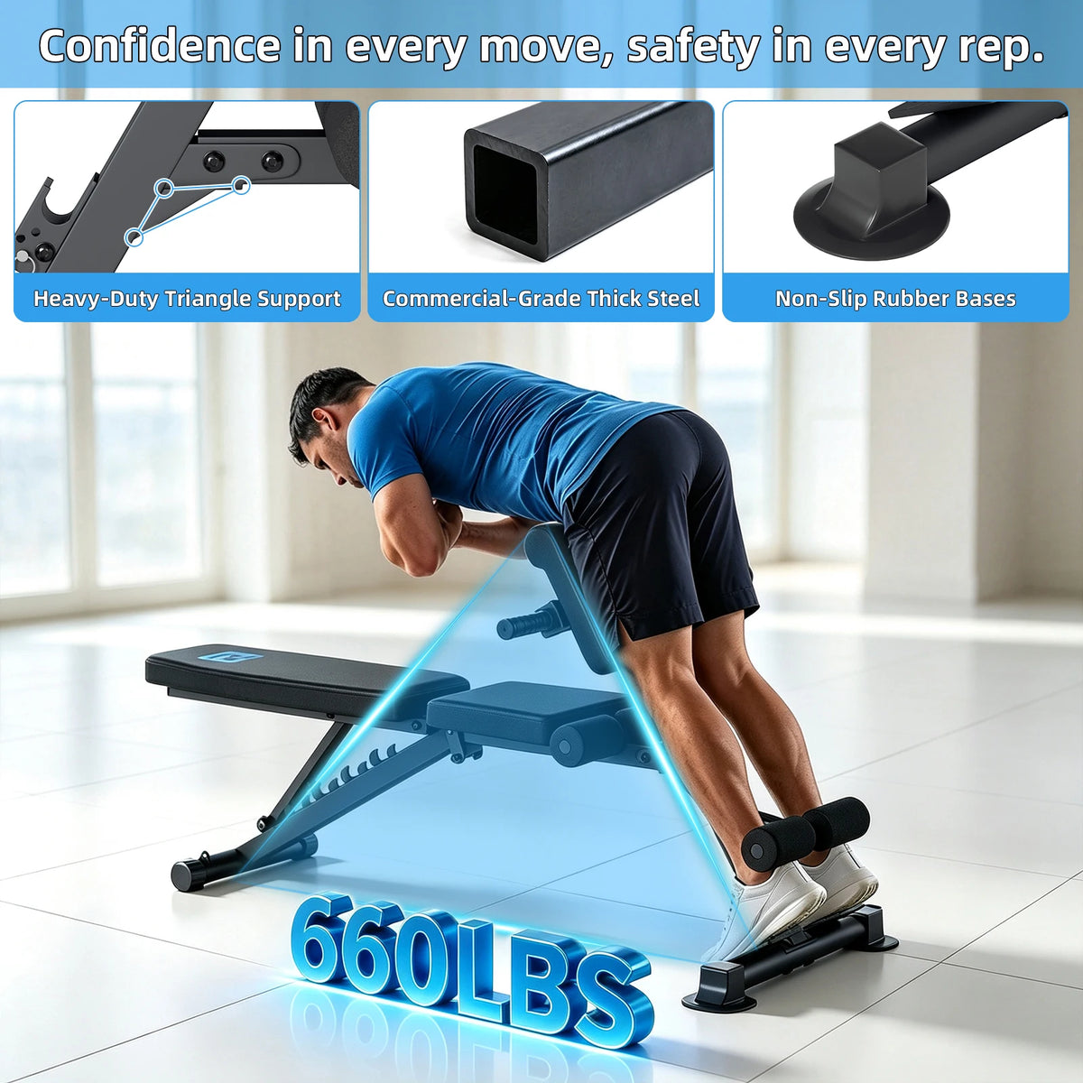 Foldable Roman Chair Hyperextension Bench for Core Strength Training