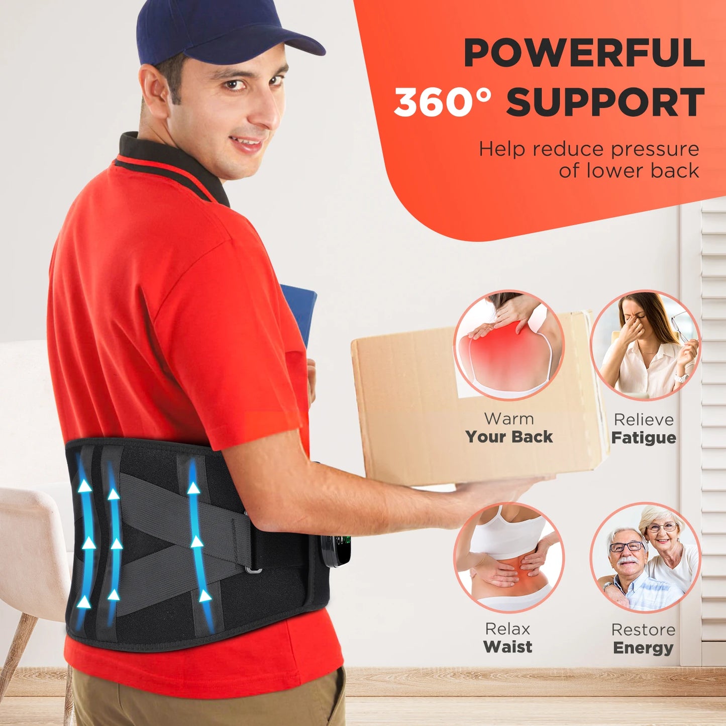PASTSKY Heated Vibration Massager Belt For Waist And Back