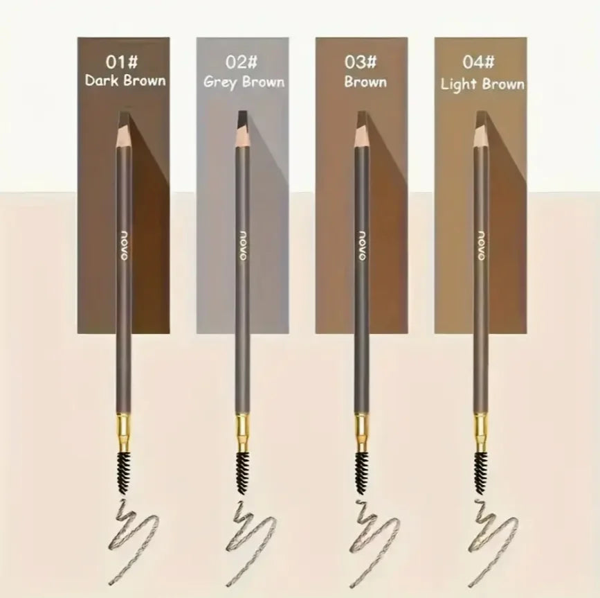 Waterproof Eyebrow Pencils 4 Pack Dual Ended With Spoolie Brush