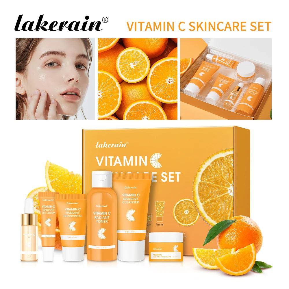 Lakerain Vitamin C Skin Care Set Whitening Serum Facial Moisturizer