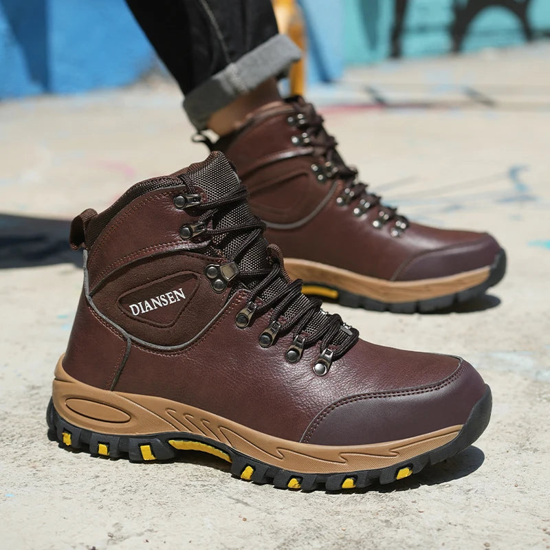 VEIGAR Waterproof Leather Men Safety Boots Anti Puncture Industrial Shoes