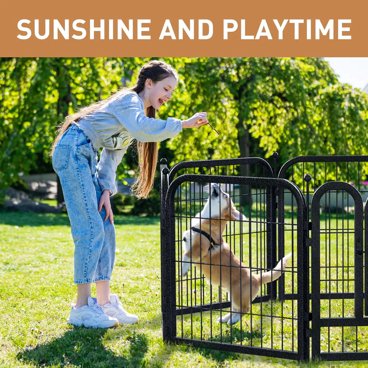 Studyset Rustproof Metal Dog Fence For Indoor Outdoor Pet Exercise Pen