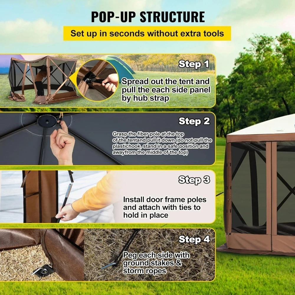 VEVOR Pop Up Six Sided Canopy Shelter Tent Outdoor Shade