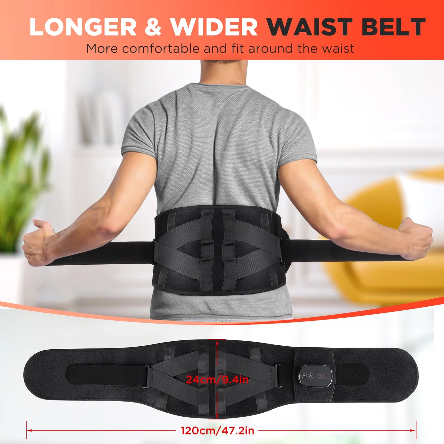 PASTSKY Heated Vibration Massager Belt For Waist And Back