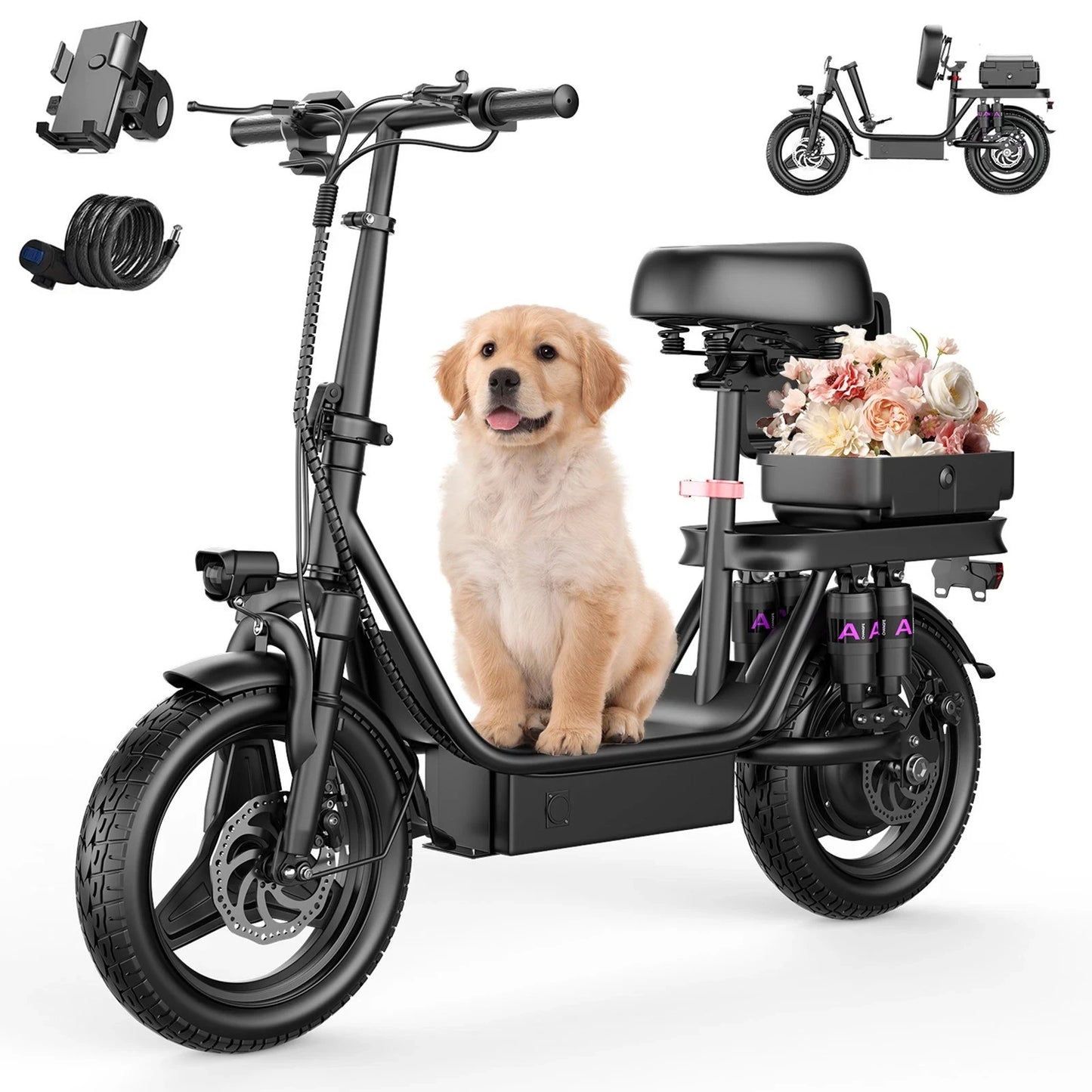 UPlee GQ8 Electric Folding Bike For Adults 250W 48V Battery