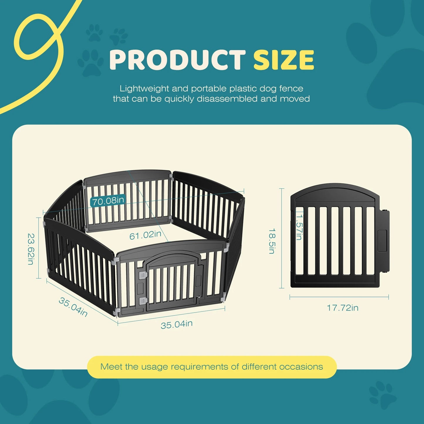 JHK Plastic Dog Playpen Durable Indoor Outdoor Pet Fence