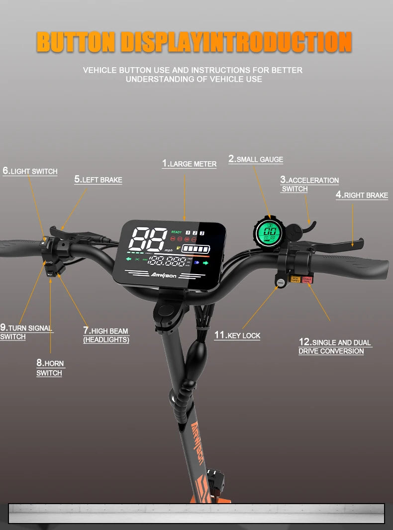 Arwibon GT08 Electric Scooter 5600W With 46 MPH Top Speed
