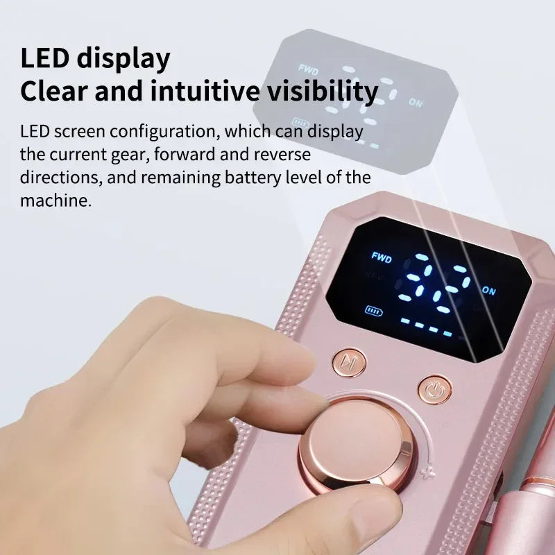 Professional Cordless Electric Nail Drill LED Display And 32 Speeds