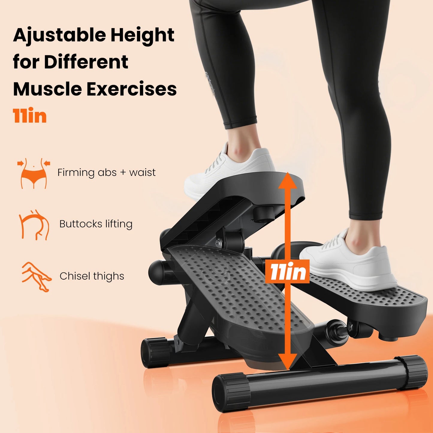 Mini Stepper With Resistance Bands 300 Lbs Capacity Home Cardio