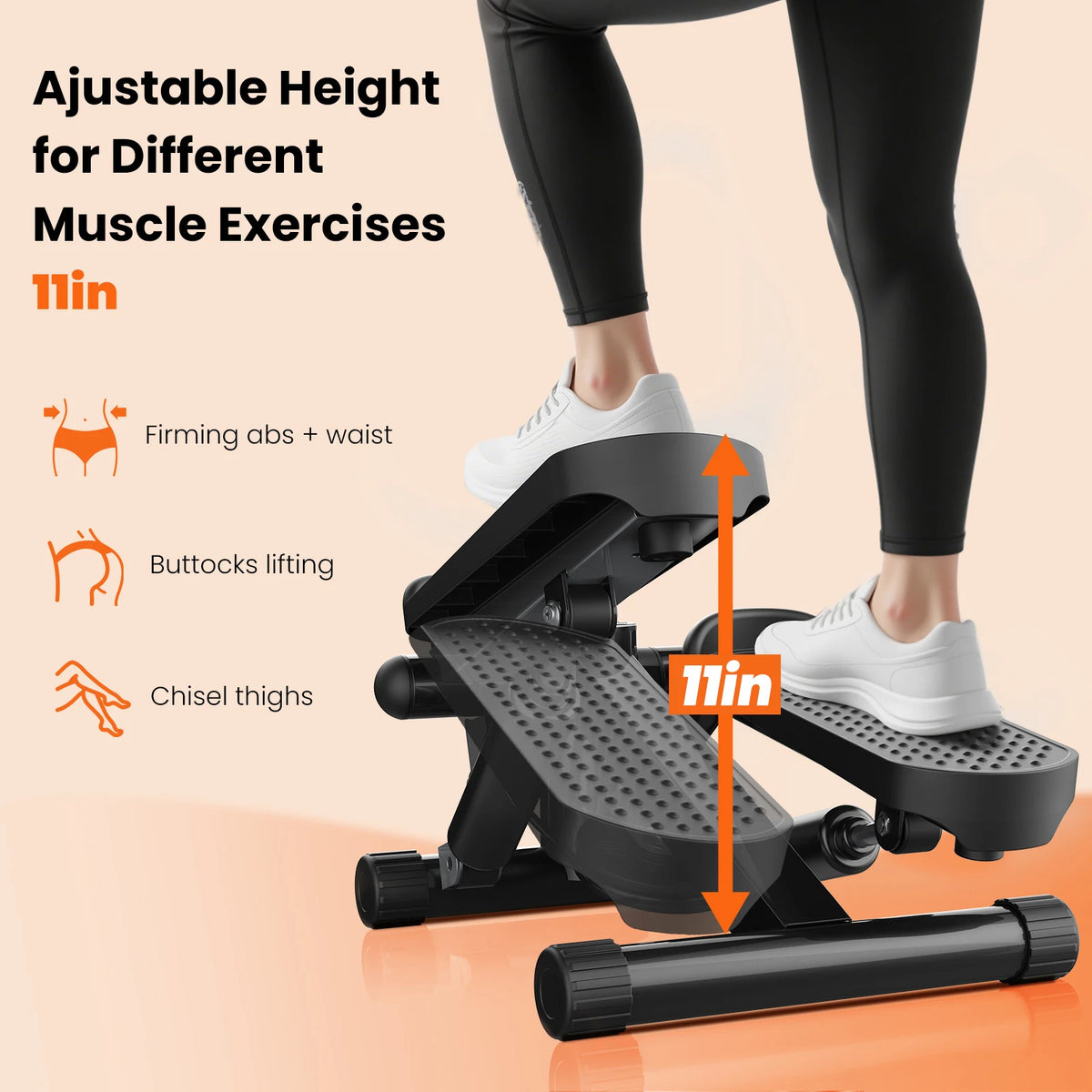 Hydraulic Mini Stepper With Resistance Bands And LCD Display