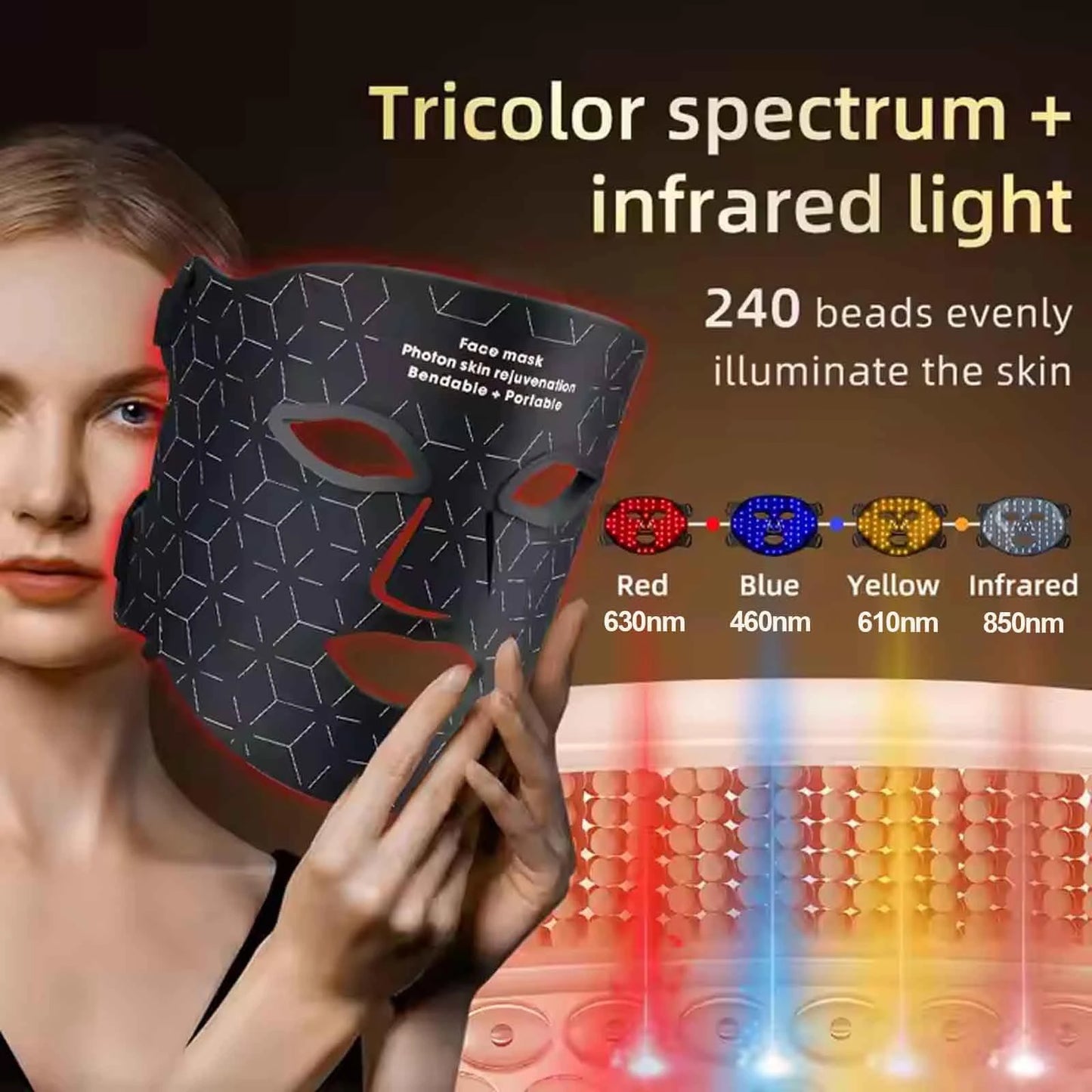 UBilli Red Light 4 Modes Portable LED Face Mask Therapy
